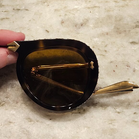 RARE GUCCI HOLLYWOOD FOREVER FOLDING AVIATOR EMBELLISHED CRYSTAL SUNGLASSES